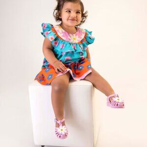 Mini Melissa X Fabula Blush Pink Daisy Fisherman Jelly Sandals